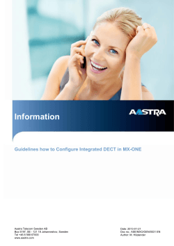 Information Guidelines how to Configure Integrated DECT in MX-ONE