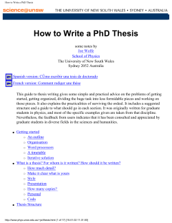 How to Write a PhD Thesis