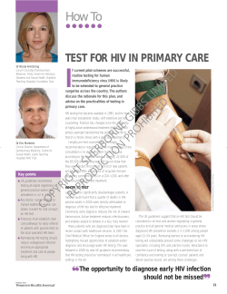 I How To TEST FOR HIV IN PRIMARY CARE