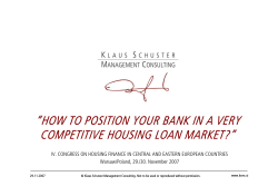 “HOW TO POSITION YOUR BANK IN A VERY