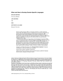 When and How to Develop Domain-Specific Languages MARJAN MERNIK JAN HEERING AND