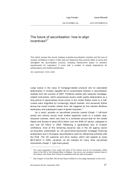 The future of securitisation: how to align incentives?  Ingo