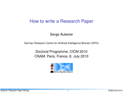 How to write a Research Paper Serge Autexier Doctoral Programme, CICM 2010
