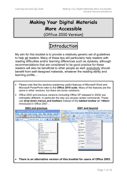 Making Your Digital Materials More Accessible Introduction (Office 2010 Version)