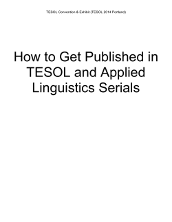 How to Get Published in TESOL and Applied