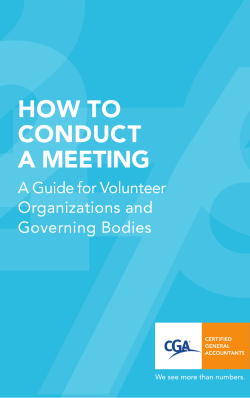 HOW TO CONDUCT A MEETING A Guide for Volunteer