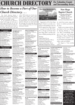 CHURCH DIRECTORY How to Become a Part of Our For Columbus County