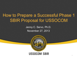 How to Prepare a Successful Phase 1 SBIR Proposal for USSOCOM