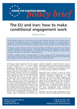 policy brief The EU and Iran: how to make conditional engagement work