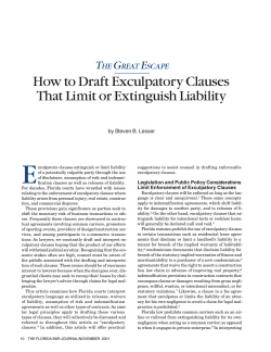 E How to Draft Exculpatory Clauses That Limit or Extinguish Liability T
