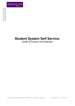 Student System Self Service: Guide to Course Unit Selection