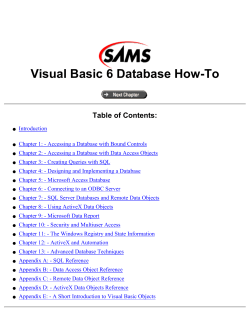Visual Basic 6 Database How-To Table of Contents: