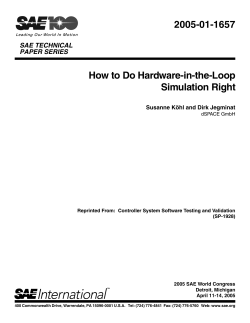 2005-01-1657 How to Do Hardware-in-the-Loop Simulation Right SAE TECHNICAL