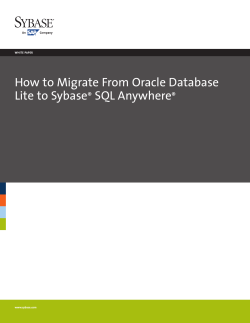 How to Migrate From Oracle Database Lite to Sybase SQL Anywhere ®