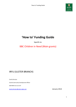 ‘How to’ Funding Guide BBC Children in Need (Main grants)