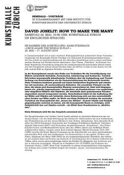 DAVID JOSELIT: HOW TO MAKE THE MANY (IN ENGLISCHER SPRACHE)