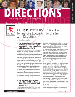 DIRECTIONS 10 Tips: To Improve Education for Children with Disabilities