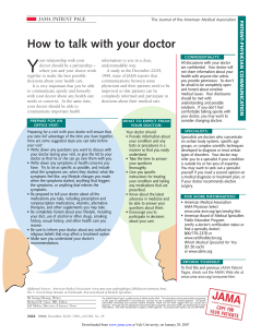 Y How to talk with your doctor JAMA PATIENT PAGE