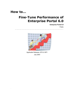 How to… Fine-Tune Performance of Enterprise Portal 6.0 Public