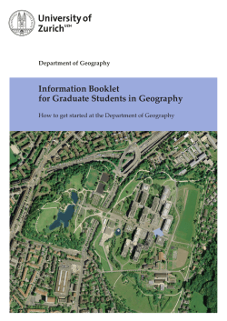 Information Booklet for Graduate Students in Geography Department of Geography