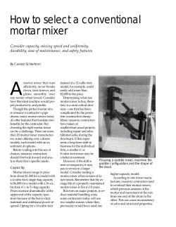 A How to select a conventional mortar mixer