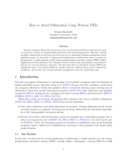 How to Avoid Obfuscation Using Witness PRFs Mark Zhandry Stanford University, USA