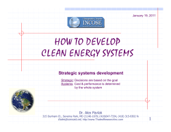 HOW TO DEVELOP CLEAN ENERGY SYSTEMS Strategic systems development