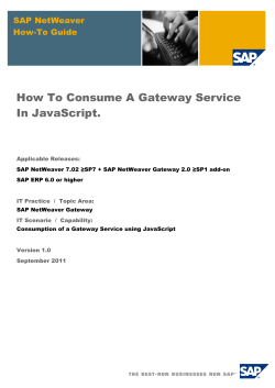 How To Consume A Gateway Service In JavaScript. SAP NetWeaver How-To Guide