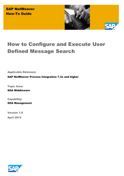 How to Configure and Execute User Defined Message Search SAP NetWeaver How-To Guide