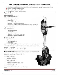 How to Register for FAME ALL STARS for the 2013-2014...