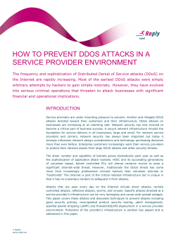 HOW TO PREVENT DDOS ATTACKS IN A SERVICE PROVIDER ENVIRONMENT