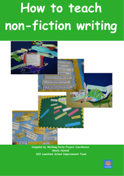 How to teach non-fiction writing  Compiled by Working Party Project Coordinator