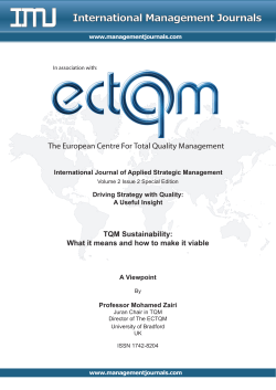 International Management Journals ������������������������������������������������ TQM Sustainability: