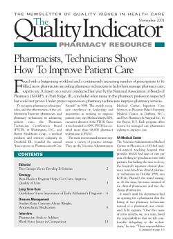 QualityIndicator F Pharmacists, Technicians Show How To Improve Patient Care