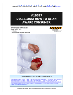 #10527 DECISIONS: HOW TO BE AN AWARE CONSUMER