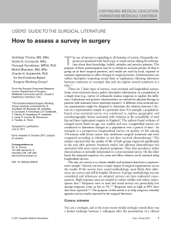 T How to assess a survey in surgery CONTINUING MEDICAL EDUCATION