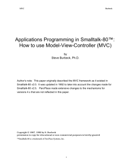 Applications Programming in Smalltalk-80™: How to use Model-View-Controller (MVC) by Steve Burbeck, Ph.D.