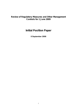 Initial Position Paper Review of Regulatory Measures and Other Management
