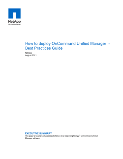How to deploy OnCommand Unified Manager  - Best Practices Guide