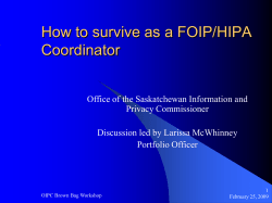How to survive as a FOIP/HIPA Coordinator