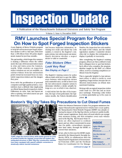 Inspection Update RMV Launches Special Program for Police