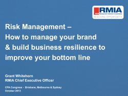 – Risk Management How to manage your brand