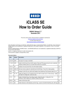iCLASS SE How to Order Guide D00545, Release C.7 December 2013