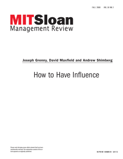 How to Have Influence Joseph Grenny, David Maxfield and Andrew Shimberg