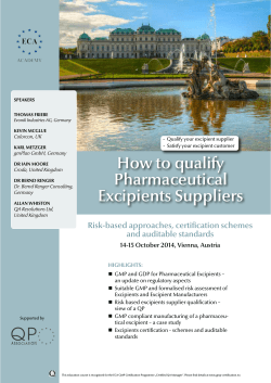 How to qualify Pharmaceutical Excipients Suppliers