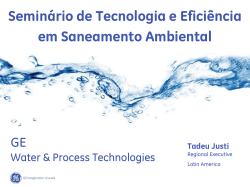 Seminário de Tecnologia e Eficiência em Saneamento Ambiental GE Water &amp; Process Technologies
