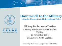 How to Sell to the Military Military Performance Textiles