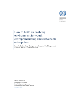   How to build an enabling  environment for youth  entrepreneurship and sustainable 
