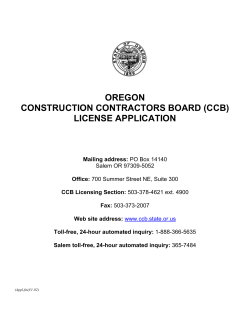 OREGON CONSTRUCTION CONTRACTORS BOARD (CCB) LICENSE APPLICATION