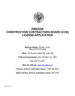 OREGON CONSTRUCTION CONTRACTORS BOARD (CCB) LICENSE APPLICATION